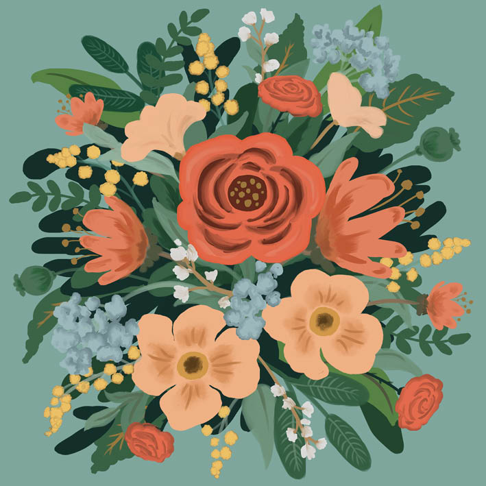 Kort - Blombukett grön