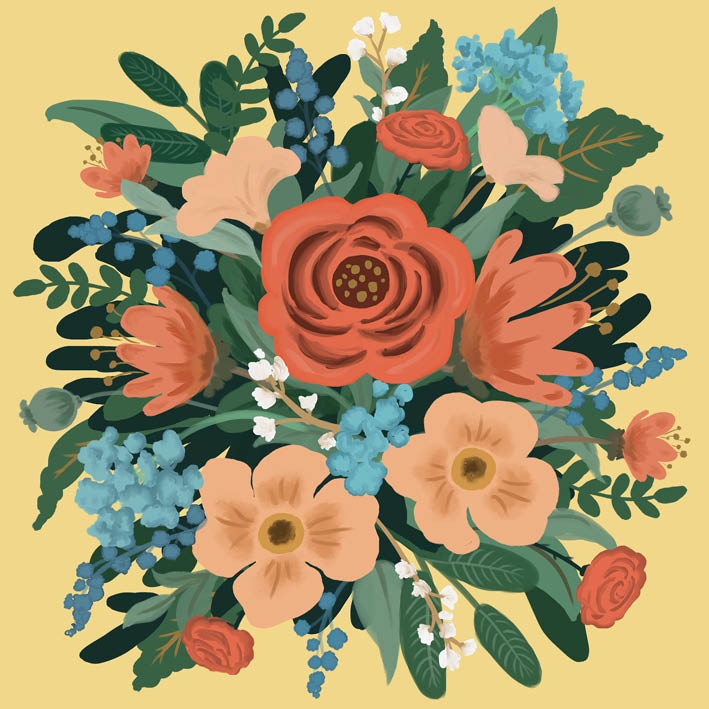 Kort - Blombukett gul