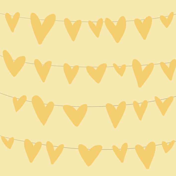 Kort - Gula hjärtan på lina