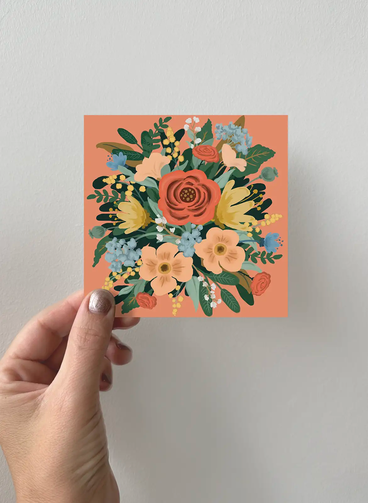 Kort - Blombukett aprikos