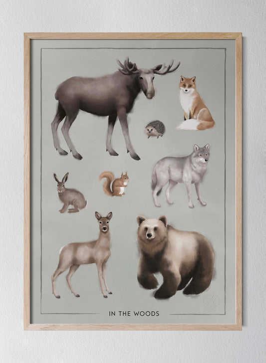 In the woods - Djuren i skogen - akvarell