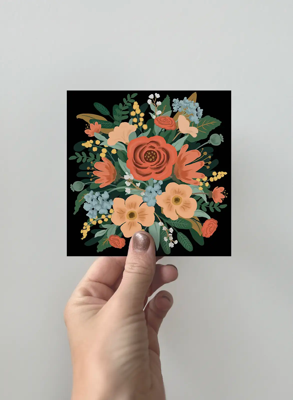 Kort - Blombukett svart
