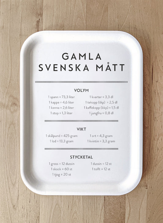 Bricka Gamla svenska mått - 27x20 cm